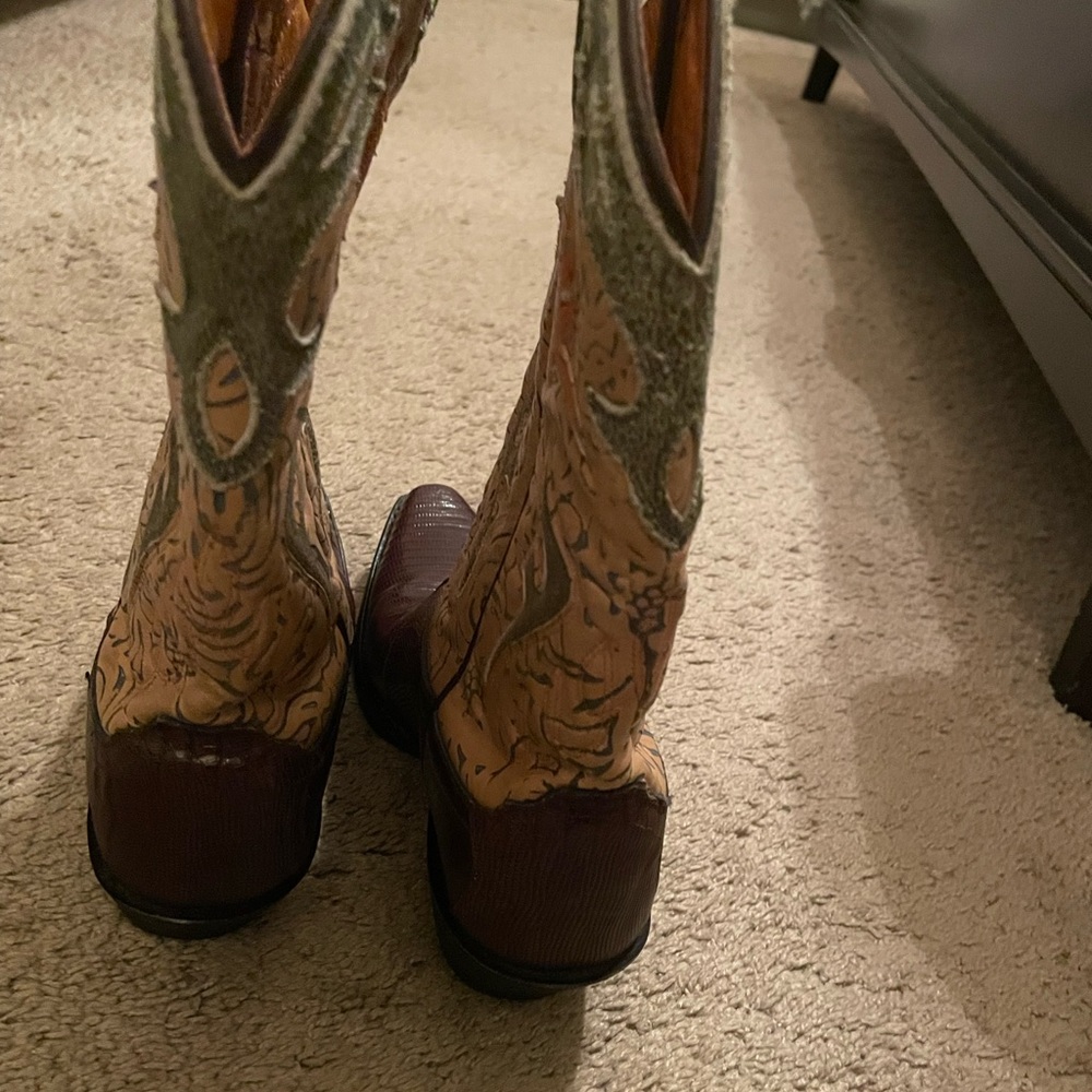 Vintage Womens FRYE Lily Genuine Lizard Cowboy Boots Size 7.5B